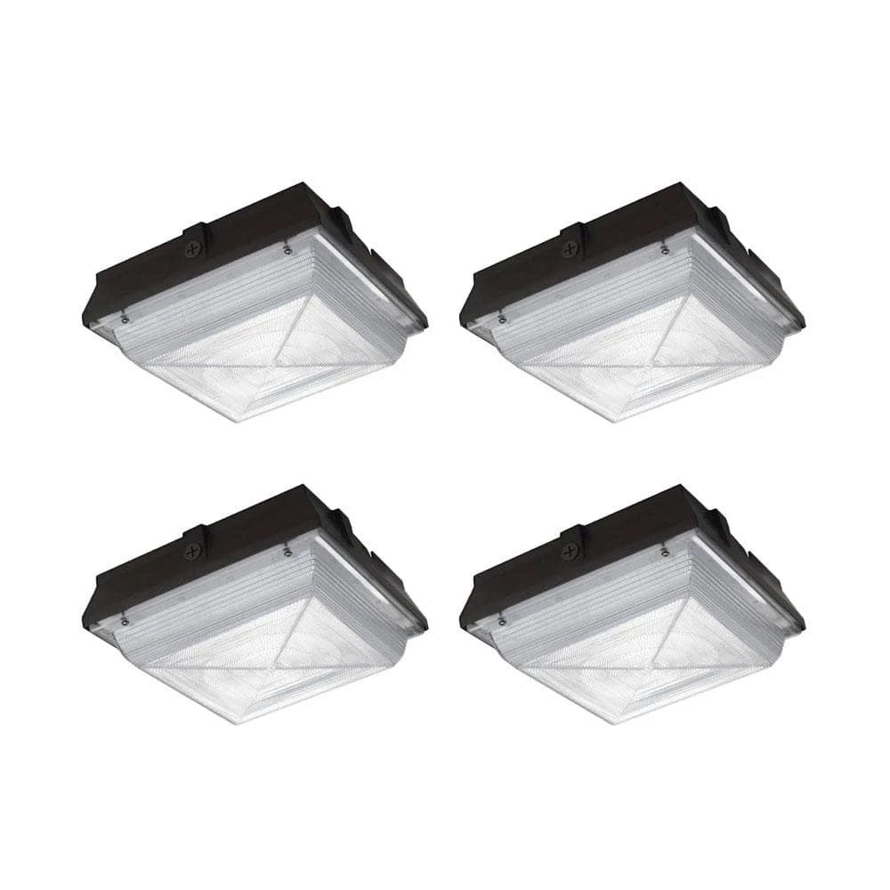 Commercial Electric Helios 150-Watt Equivalent Integrated LED Dark Bronze Outdoor Security Canopy and Area Light with 2200 Lumens (4-Pack)