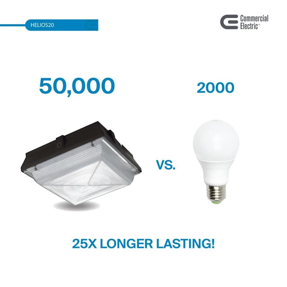 Commercial Electric Helios 150-Watt Equivalent Integrated LED Dark Bronze Outdoor Security Canopy and Area Light with 2200 Lumens (4-Pack) - Image 4