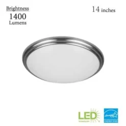 Commercial Electric 14 in. Brushed Nickel and Oil-Rubbed Bronze Selectable Integrated LED Flush Mount with Interchangeable Trim