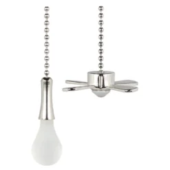 Commercial Electric 12 in. Brushed Nickel Light Bulb and Fan Pull Chain Set
