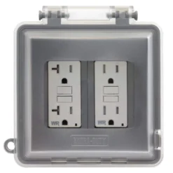 Commercial Electric Gray 2-Gang Extra-Duty Non-Metallic While-In-Use Weatherproof Horizontal/Vertical Receptacle Cover