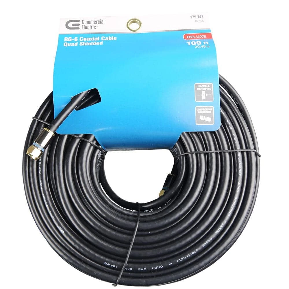 Commercial Electric 100 ft. RG-6 Quad Shielded Coaxial Cable - Image 3