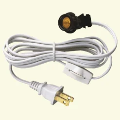 Commercial Electric 6 ft. White Candelabra Base Socket and Cord with Switch and Plug Set