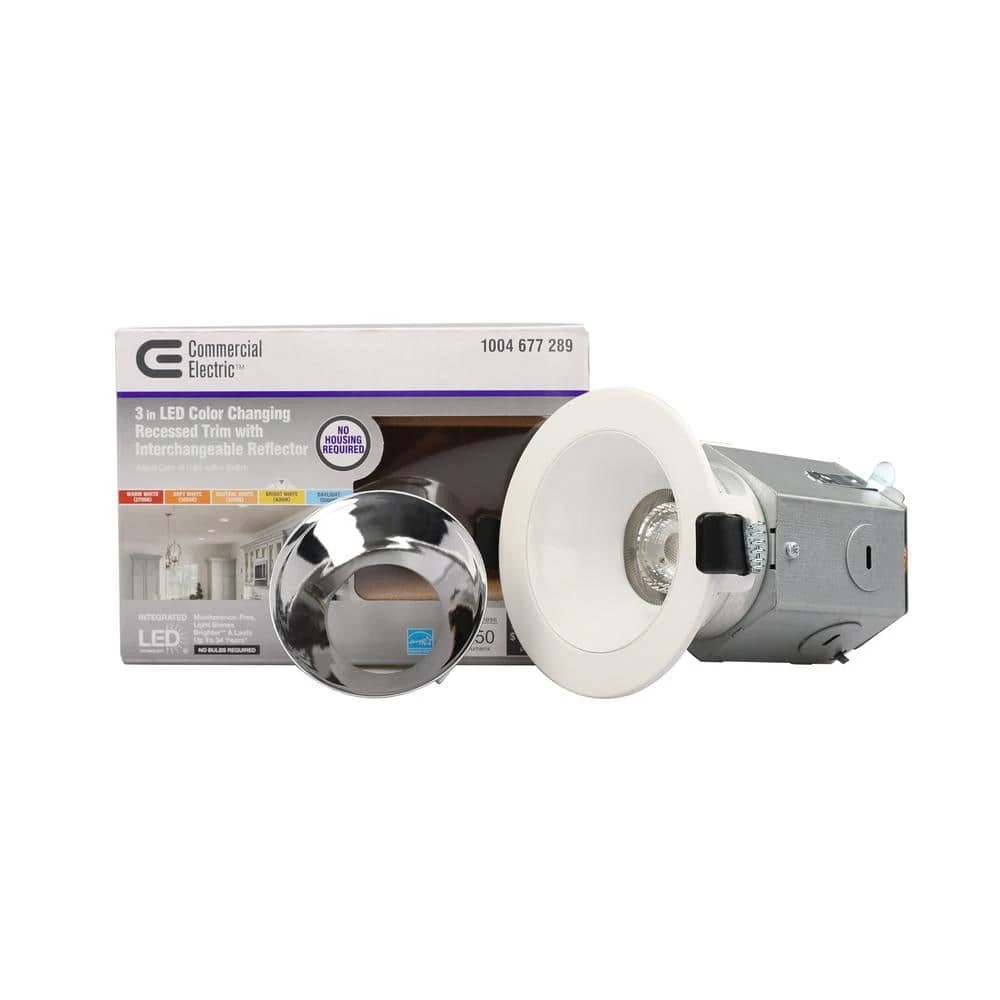 Commercial Electric 3/4 in. New Construction or Remodel White Dimmable Canless Recessed LED Kit with Adjustable Color Changing Technology - Image 5
