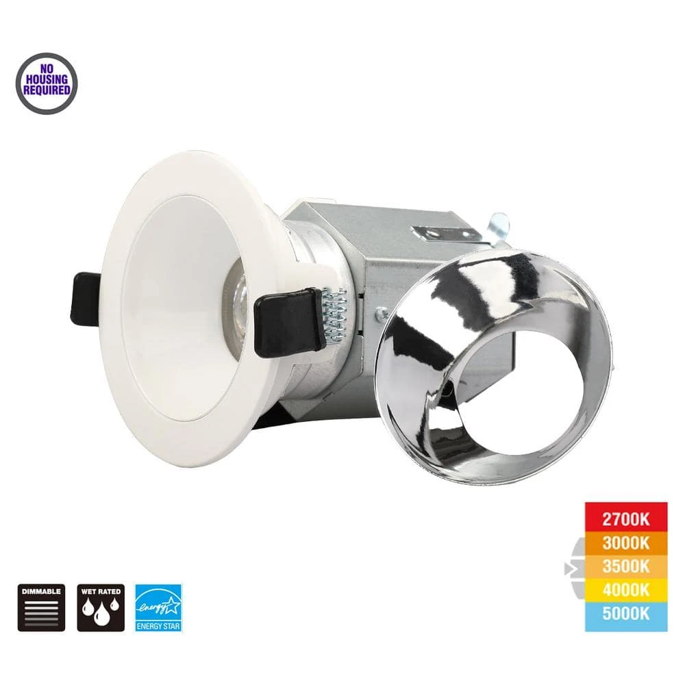 Commercial Electric 3/4 in. New Construction or Remodel White Dimmable Canless Recessed LED Kit with Adjustable Color Changing Technology - Image 3