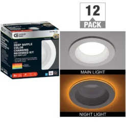 Commercial Electric 6 in. Canless Color Selectable Integrated LED Recessed Light Trim w/ Night Light Reduces Eye Glare 900 Lumens (12-Pack)