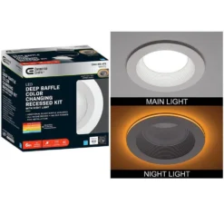 Commercial Electric 6 in. Canless Color Selectable Integrated LED Recessed Light Trim w/ Night Light Reduces Eye Glare 900 Lumens