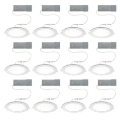 Commercial Electric Ultra Slim 8 in. Color Selectable CCT Canless Integrated LED Recessed Light Trim with Night Light Feature (12-Pack)