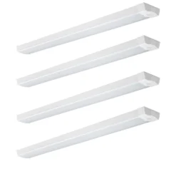 Commercial Electric 4 ft. 3600 Lumens Integrated LED White Low Profile Wraparound Light with PIR Motion Sensor, 4000K Bright White (4-Pack)