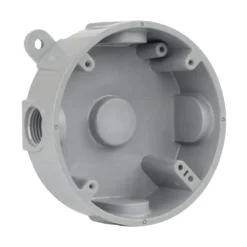 Commercial Electric 1/2 in. Gray 5-Holes 4 in. Round Non-Metallic Weatherproof Box
