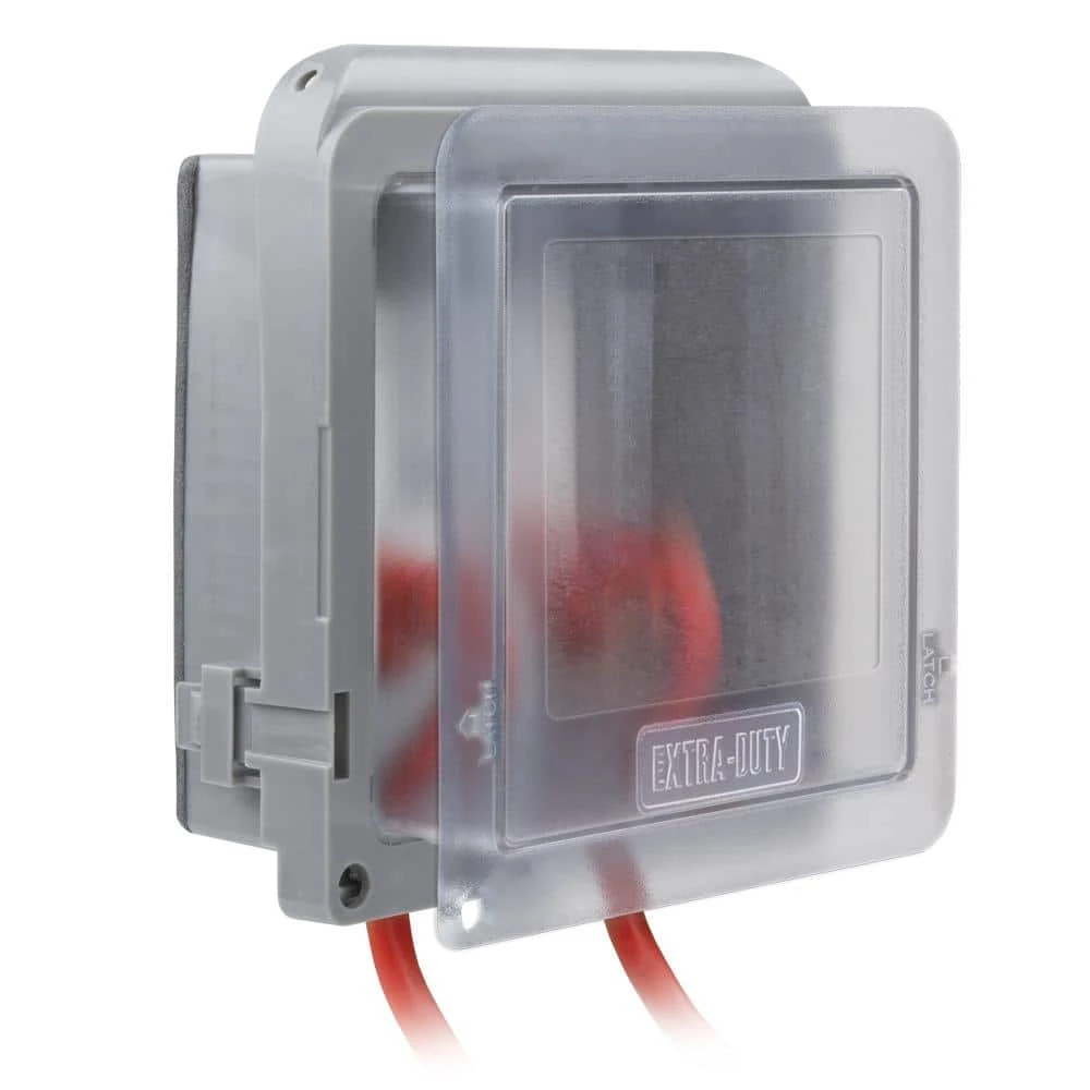 Commercial Electric 2-Gang Extra Duty Non-Metallic Low Profile While-In-Use Weatherproof Horizontal/Vertical Receptacle Cover, Gray - Image 2