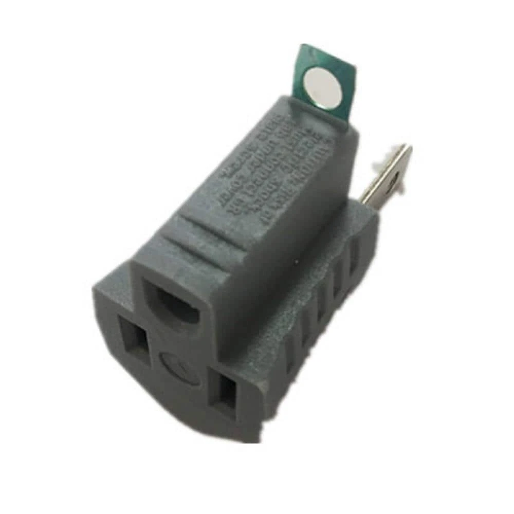 Commercial Electric 15 Amp Single Outlet Grounding Adapter, Gray