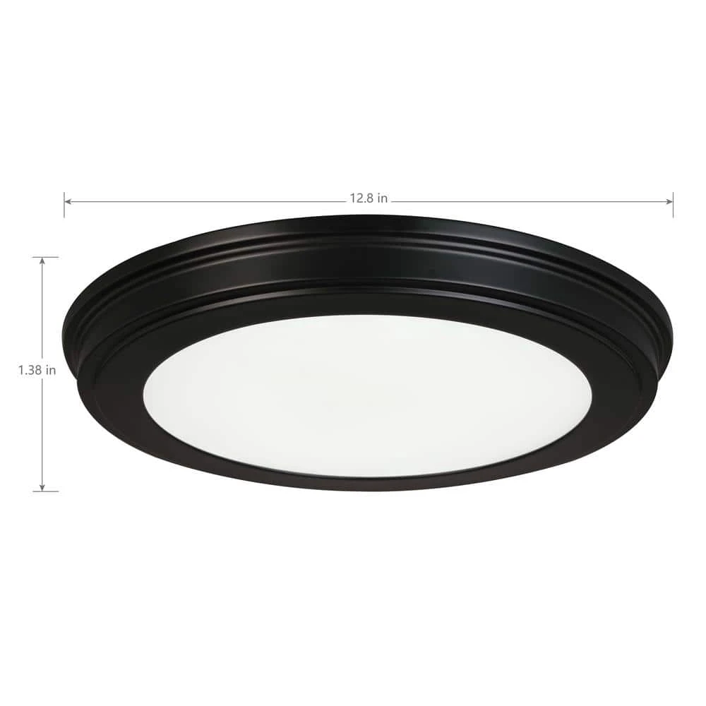 Commercial Electric 13 in. Matte Black Selectable LED Flush Mount - Image 5