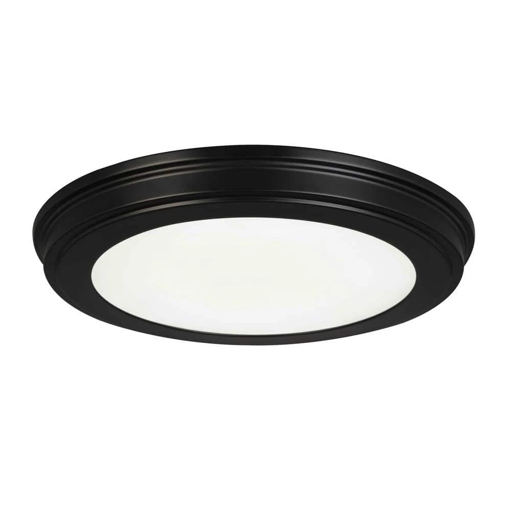 Commercial Electric 13 in. Matte Black Selectable LED Flush Mount
