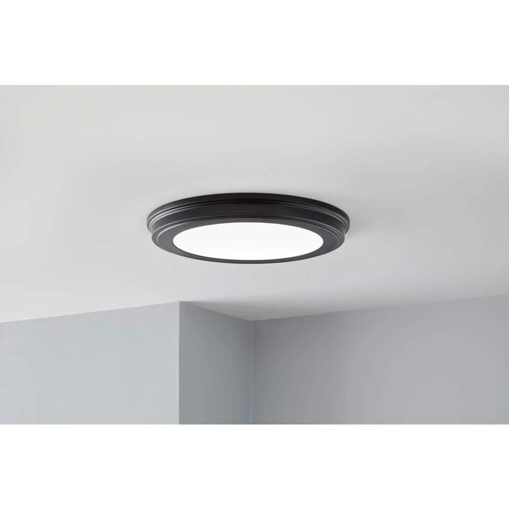 Commercial Electric 13 in. Matte Black Selectable LED Flush Mount - Image 2