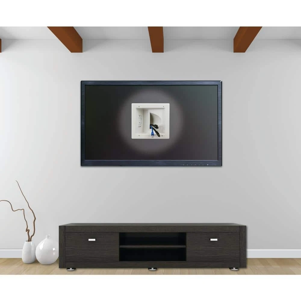 Commercial Electric White 1-Gang 1-Decorator/Rocker/1-Duplex;Cable Pass-Through Wall Plate (1-Pack) - Image 2