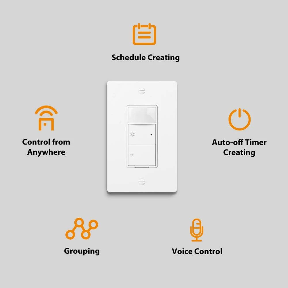 Commercial Electric 500-Watt Single Pole Smart Hubspace Dimmer with Motion Sensor, White - Image 4