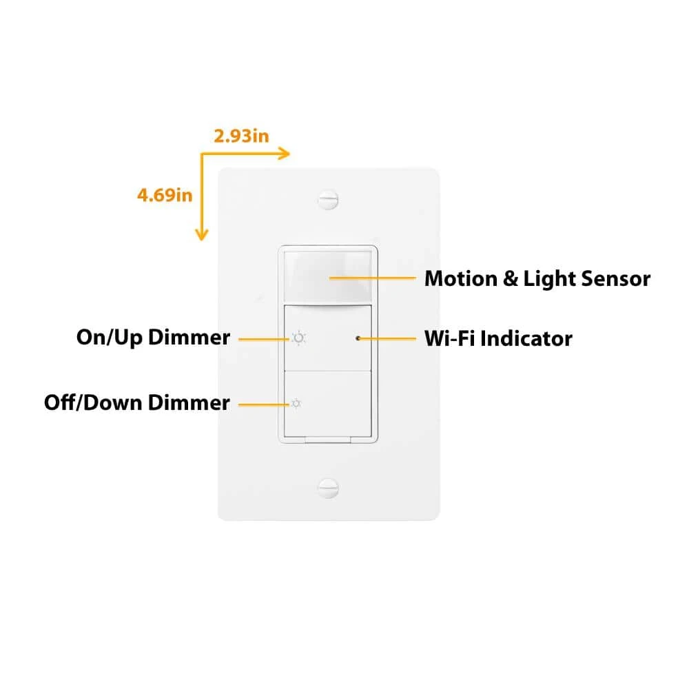 Commercial Electric 500-Watt Single Pole Smart Hubspace Dimmer with Motion Sensor, White - Image 7