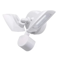 Commercial Electric 30-Watt White Outdoor Integrated LED Twin Head Motion-Activated Flood Light, 3000 Lumens