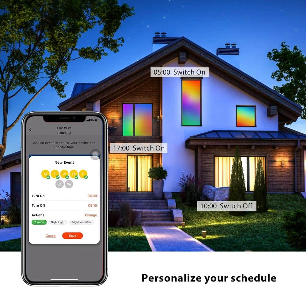 Commercial Electric 11 in. White Smart Hubspace CCT and RGB Selectable LED Flush Mount Puff - Image 6
