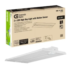 Commercial Electric 2 ft. 400-Watt Equivalent Integrated LED Motion Sensor White High Bay Light 5000K High Output 18000 Lumens Wet Rated