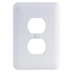 Commercial Electric White 1-Gang Duplex Outlet Metal Wall Plate (Paintable)